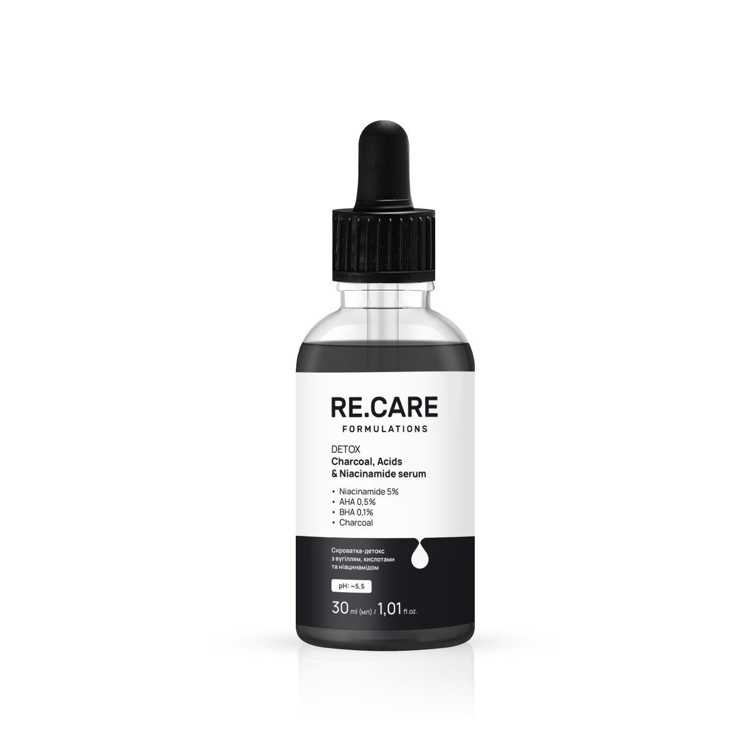 Re.Care Formulations Detox Charcoal, Acids & Niacinamide Serum
